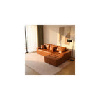 L Shaped Sectional Sofa, Faux Leather Chaise Couch for Living Room