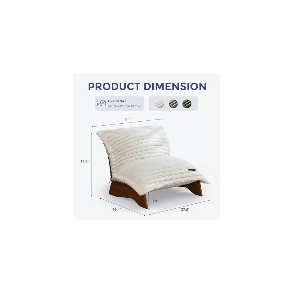 Adjustable Living Room Chair, 3-Position Bean Bag Chair with Frame