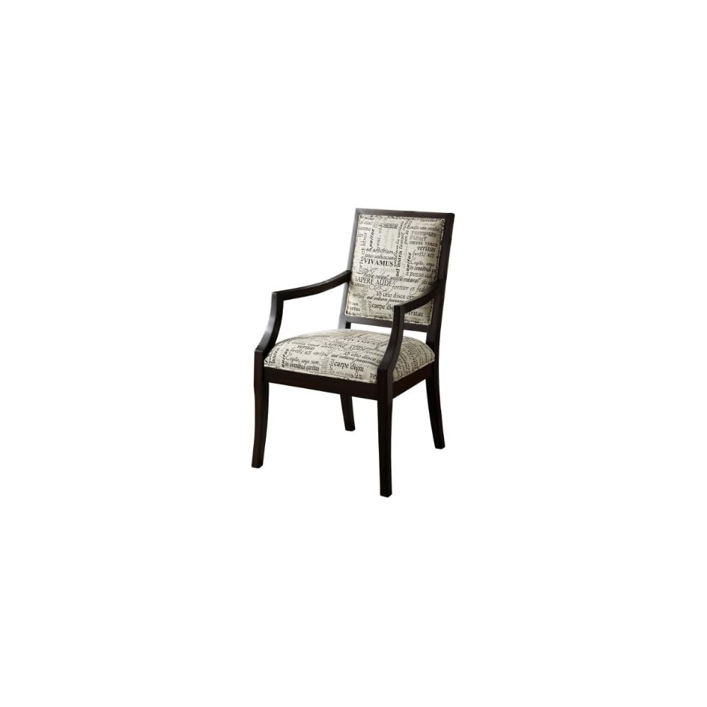 Niam Letter Patterned Padded Fabric Arm Chair, Espresso Finish