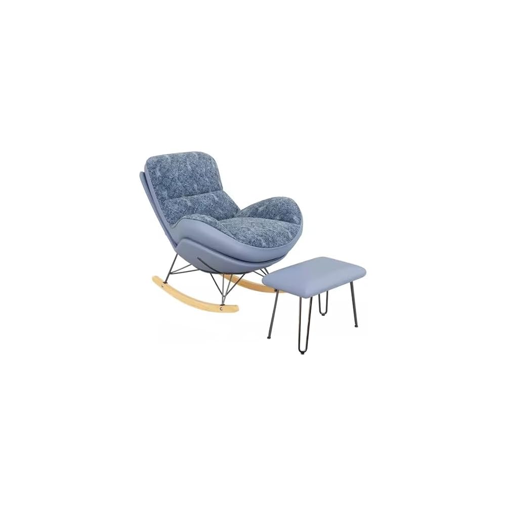 Rocker Glider Chair Rocking Chair with Ottoman Accent Upholstered Chair Modern Living Room Chair Balcony Leisure Chair Adult Sofa Chair with Thick Cushion (Color : Orange+Beige)