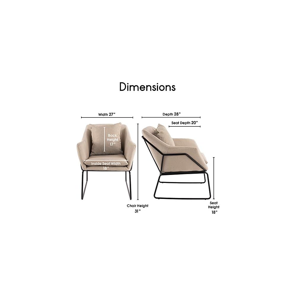 Odile Accent Chair, Plush Back Cushion, Black Metal Frame, Modern Living Room Upholstery Furniture