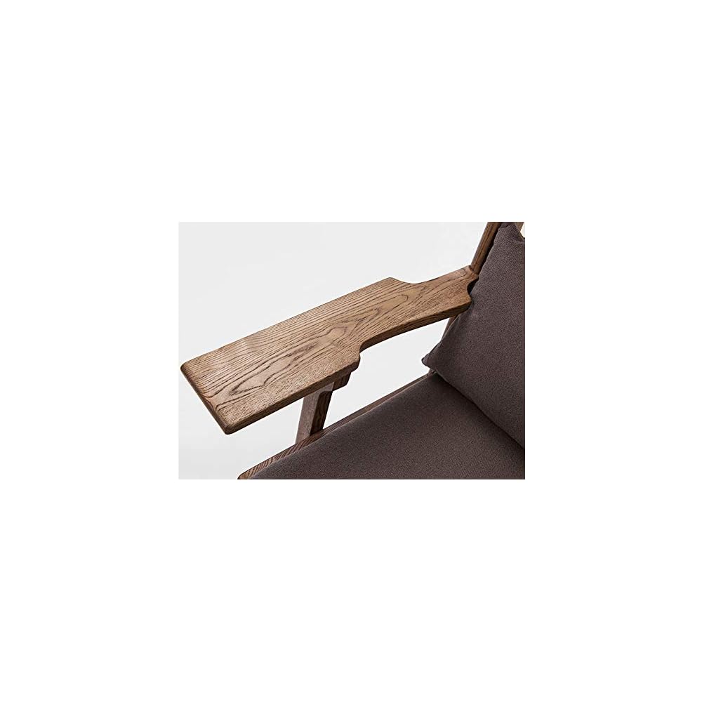 Renovation House Recliner Single Sofa Chair Simple Natural Ash Fabric Lounge Chair 80X74X108cm Walnut Color