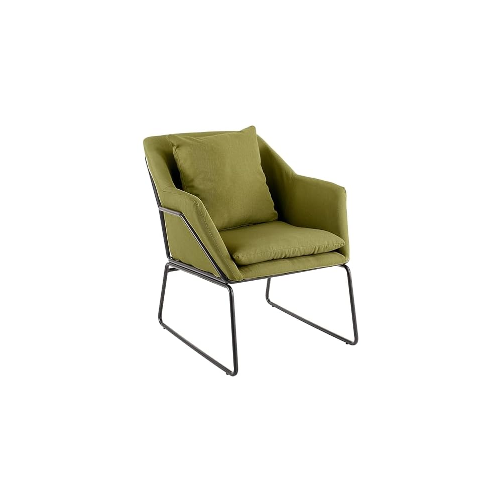 Odile Accent Chair, Plush Back Cushion, Black Metal Frame, Modern Living Room Upholstery Furniture