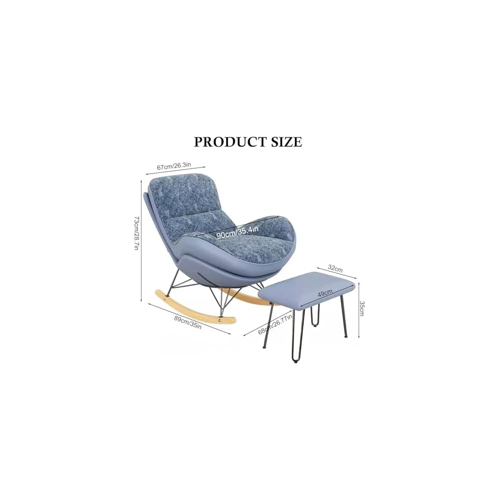 Rocker Glider Chair Rocking Chair with Ottoman Accent Upholstered Chair Modern Living Room Chair Balcony Leisure Chair Adult Sofa Chair with Thick Cushion (Color : Orange+Beige)