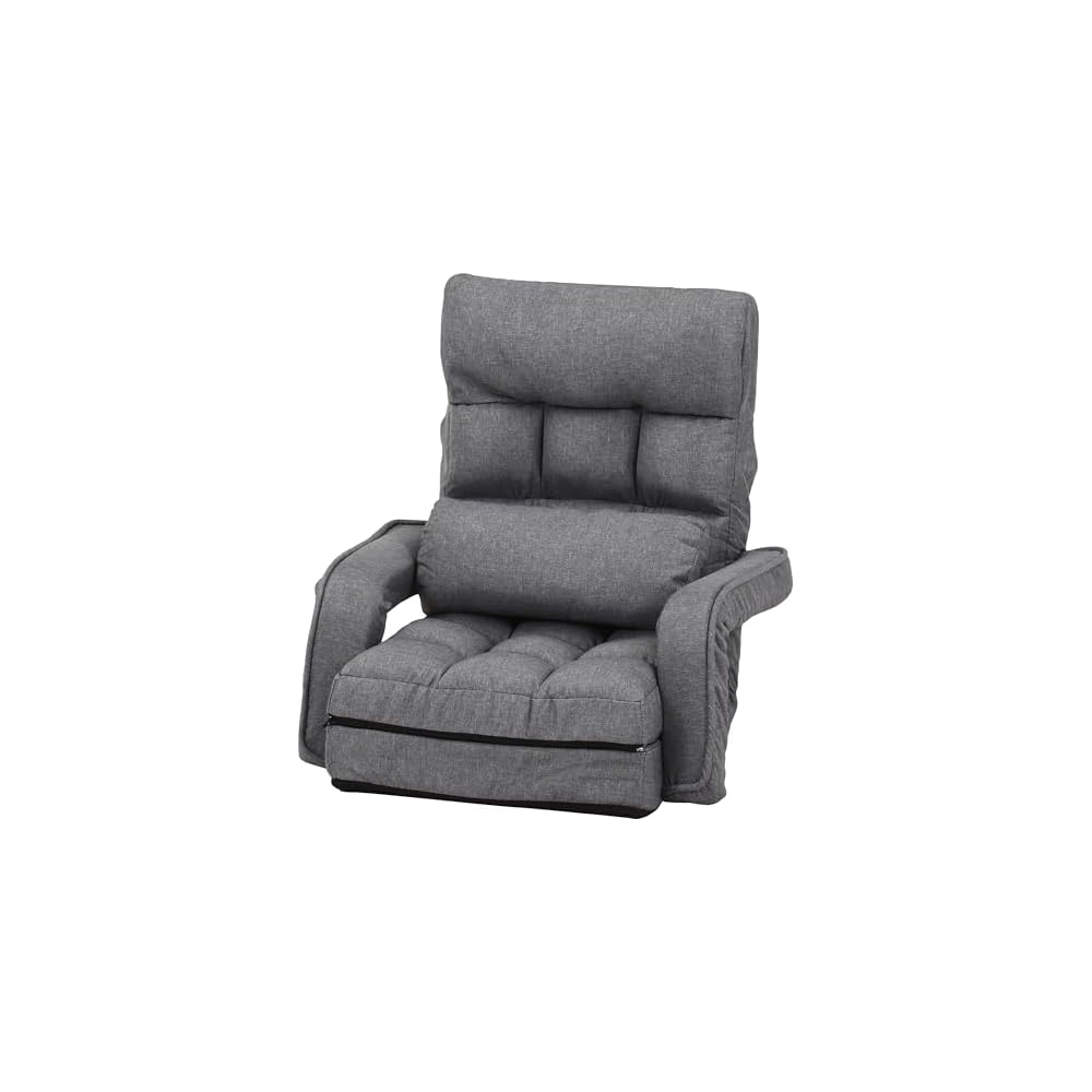 Fuji Boeki 60283 Chair Single Seater Sofa, 42 Tiers Gear, Reclining Function, 4-Way Seat Cushion, Cot, Ottoman, Width 26.4 x Depth 22.8 x Height 27.6 x Height 27.6 inches (67 x 58 x 70 cm), Gray