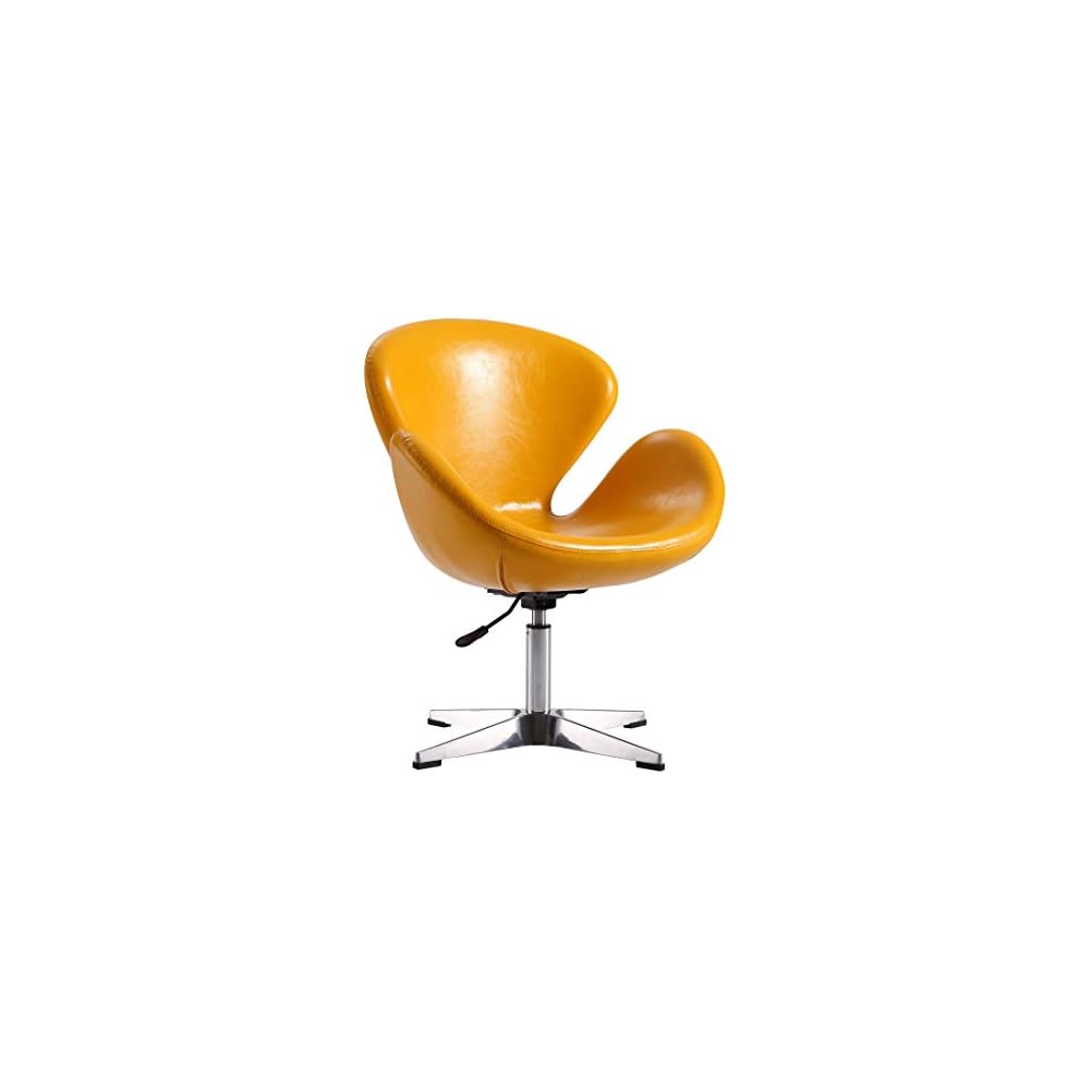 Raspberry Adjustable Swivel Accent Chair with 360° Turn, Polished Chrome Base, Modern Retro Design, Versatile Seat Ideal for Any Room, Set of 1, Blue