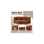 76" Folding Sofa Bed, Twin Size Convertible Design, Orange