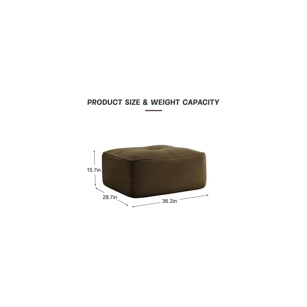 Corduroy Ottoman for Modular Sectional Sofa, Oversized Cloud Couch Set