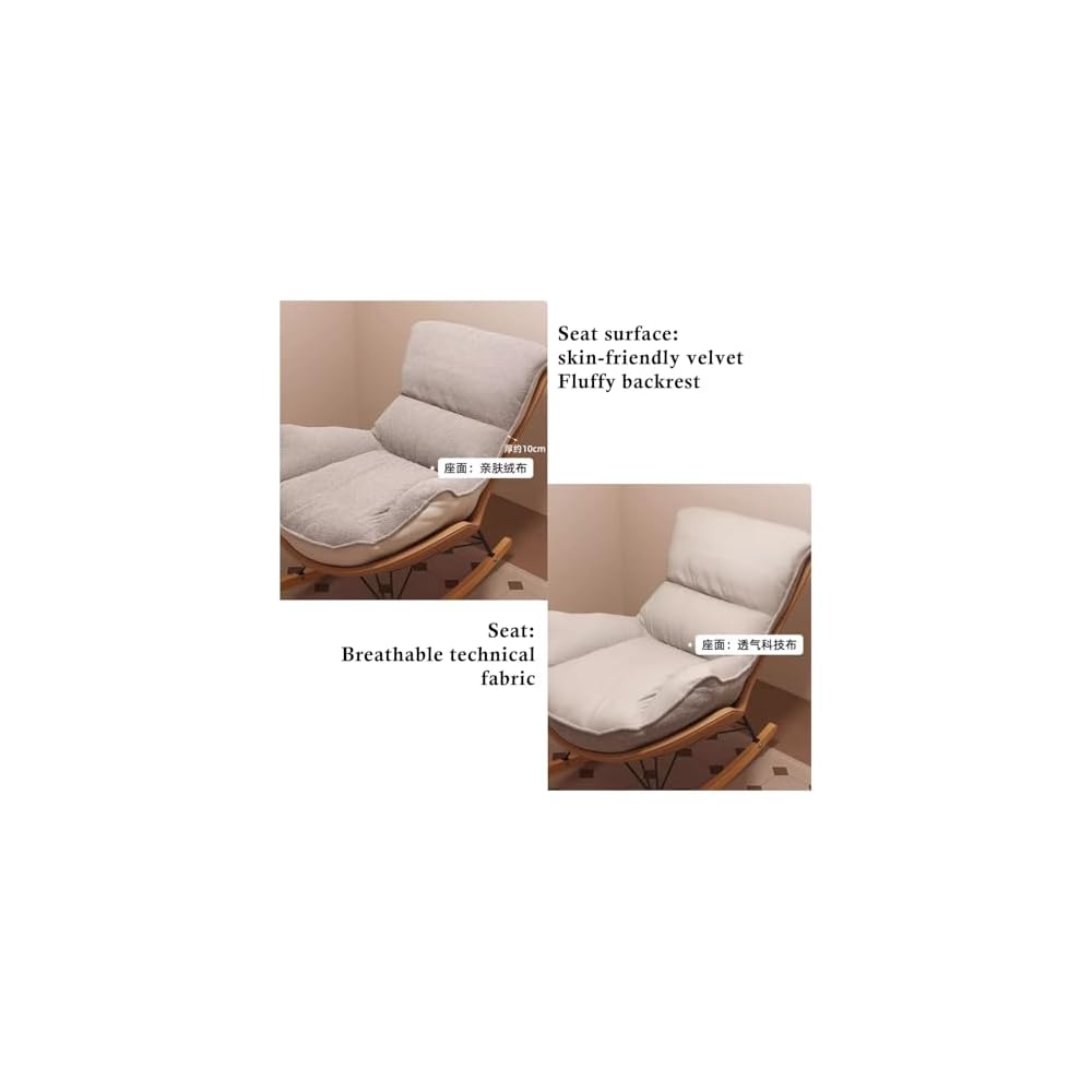 Rocker Glider Chair Rocking Chair with Ottoman Accent Upholstered Chair Modern Living Room Chair Balcony Leisure Chair Adult Sofa Chair with Thick Cushion (Color : Orange+Beige)