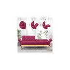 Velvet Sofa Bed w/Adjustable Armrests & Backrests, Fuchsia