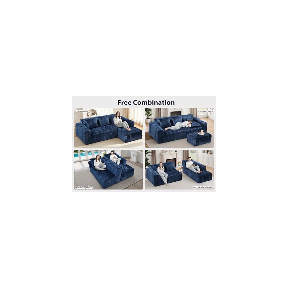 95" Modular Sectional Sofa with Chaise,Blue