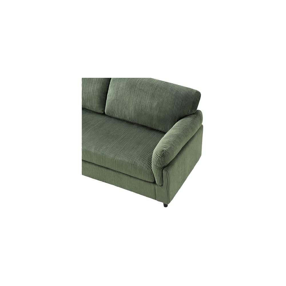 82.6" Corduroy Loveseat Sofa, Mid-Century Modern 2-Seater Couch, Upholstered Corduroy Sofa for Living Room, Bedroom, Green