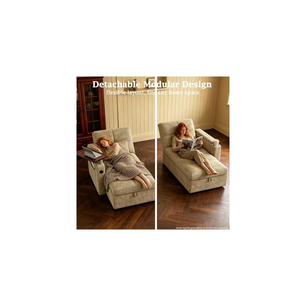 66.33'' Sleeper Sofa Bed Full Size, 3in1 Convertible Couch for RVs, Taupe