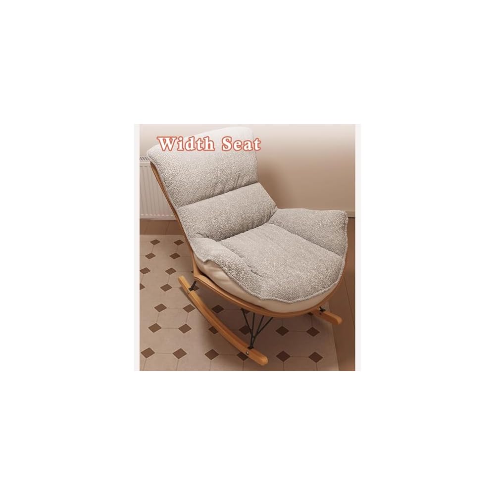 Rocker Glider Chair Rocking Chair with Ottoman Accent Upholstered Chair Modern Living Room Chair Balcony Leisure Chair Adult Sofa Chair with Thick Cushion (Color : Orange+Beige)