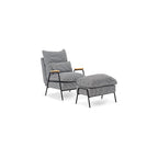 Accent Recliner Chair with Ottoman, Modern Fabric Armchair, Upholstered Sofa Bed for Living Room Bedroom, Small Space 4055 (Black Frame, Brown)