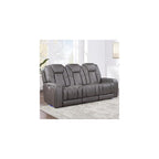Daniel Triple Power Leather Theater Sofa in Gray