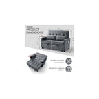 55'' Sleeper Sofa Bed, Convertible Pull Out Couch(Darkgrey)