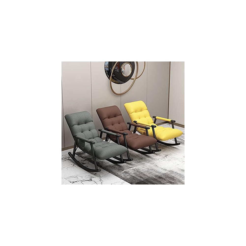 Rocking Chair Nordic Home Single Recliner Casual Lounger Living Room Deckchair Bedroom Balcony Rocking Chair Sofa Lazy Chair (Color : Yellow)