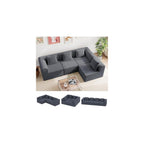 121'' Modular Sectional Couches for Living Room with Deep Seat, L-Shape Cloud Sofa Couch, High Density Memory Foam, Boneless Upholstered Couches, Easy Assembly (Dark Gray, 4 Seats)
