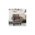 Brice Vintage Scroll Arm Studded Fabric Club Chair, Light Coffee / Dark Brown, 31D x 29.5W x 31.5H in