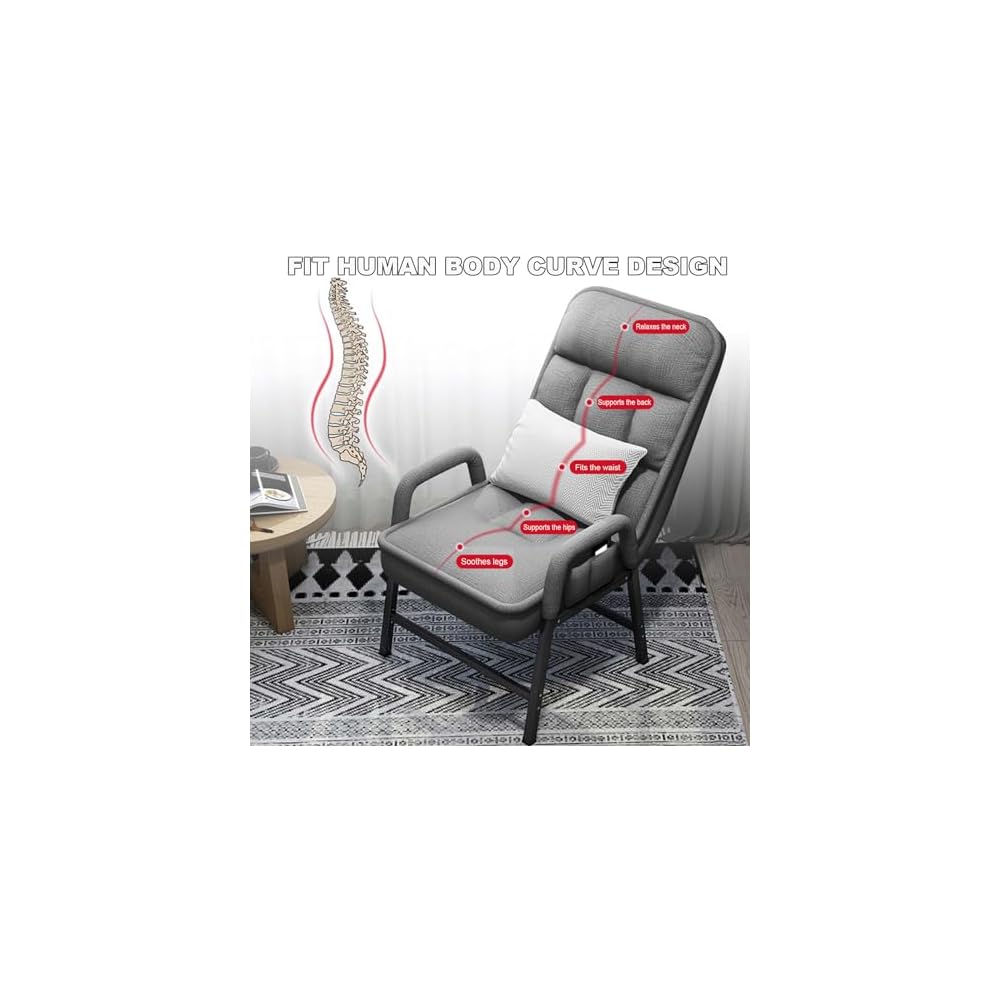 Modern Adjustable Backrest Loun Chair with Metal e – Comfortable Armchair with Footrest and Side kets for Living Room and Bedroom