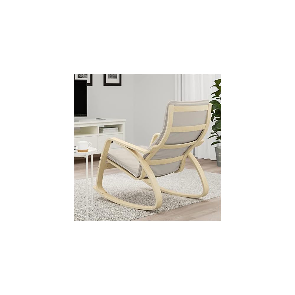 POÄNG Rocking-chair, birch veneer/Knisa light beige