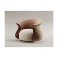 Beige Curved Accent Chair with Sculptural Arms and Cushioned Seat