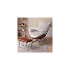 Rocker Glider Chair Rocking Chair with Ottoman Accent Upholstered Chair Modern Living Room Chair Balcony Leisure Chair Adult Sofa Chair with Thick Cushion (Color : Orange+Beige)