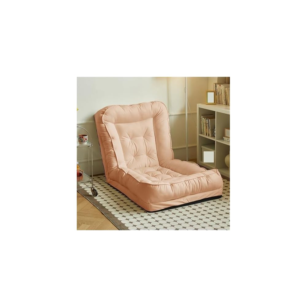 Folding Sofa Bed, Simple Lazy Chair with Multifunctional Cushion, Perfect for Bedroom, Balcony, Living Room, Leisure Room (Pink,23.6in)