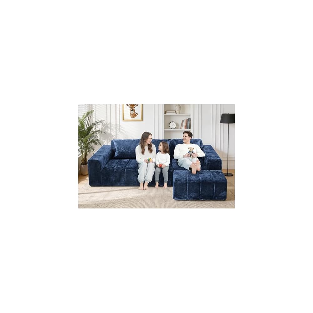 95" Modular Sectional Sofa with Chaise,Blue