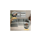 108.4" Sectional Couches for Living Room, Cloud Boneless Sofa with Oversized Chaise, Modular L-Shape Couch, Deep Seat Comfy Corduroy Fluffy Upholstered, No Assembly Required(Dark Grey)