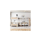 Metal Quad Bunk Bed with Drawers & Wardrobe for 4, L-Shaped Twin Size Quad Bunk Bed Frame,Heavy Duty Bunk Beds for Kids Teens Adults,White