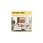 Sectional Couches for Living Room, U Shaped Couch with Chenille Fabric, 4 Seat Modern Sofa with Removable Pillows for Apartment and Small Space (Fabric, White)