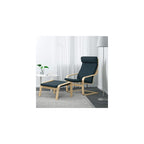 POÄNG Armchair and footstool, birch veneer/Hillared dark blue