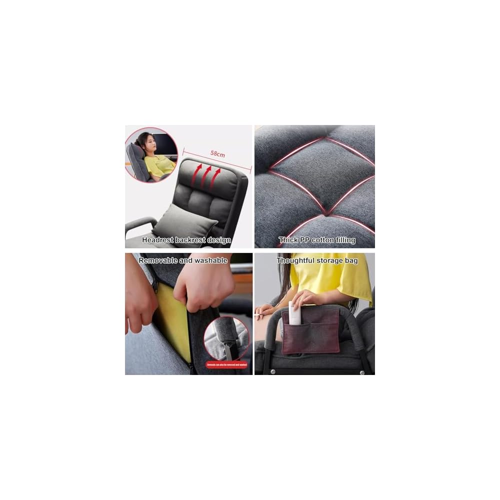 Modern Adjustable Backrest Loun Chair with Metal e – Comfortable Armchair with Footrest and Side kets for Living Room and Bedroom