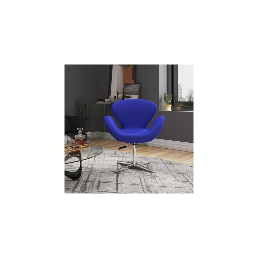 Raspberry Adjustable Swivel Accent Chair with 360° Turn, Polished Chrome Base, Modern Retro Design, Versatile Seat Ideal for Any Room, Set of 1, Blue