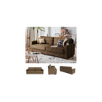 80 Inch Brown Faux Leather Sofa Couch