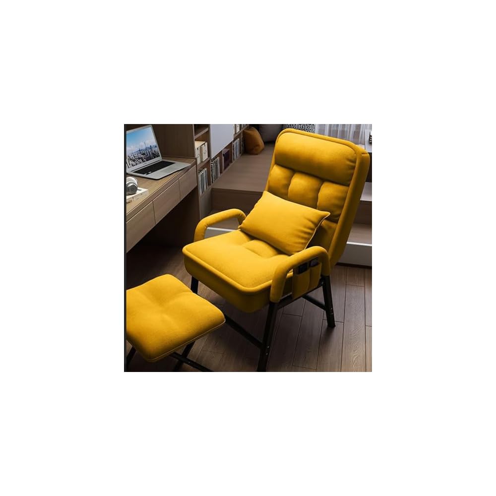 Modern Adjustable Backrest Loun Chair with Metal e – Comfortable Armchair with Footrest and Side kets for Living Room and Bedroom