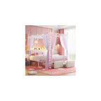 Full Canopy Bed Frame with Drawers and LED Lights & Charging,White