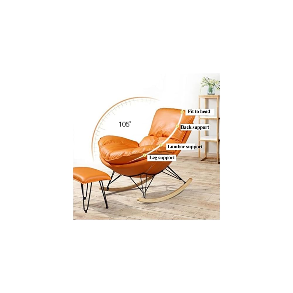 Technology Fabric Rocking Chair, Matching Footstool, Mid Century Armchair, Indoor Relax Rocking Chair, Single Home Recliner, Casual Living Room Small Balcony Rocker ( Color : Green , Size : 85*66*85cm