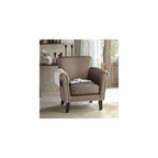 Brice Vintage Scroll Arm Studded Fabric Club Chair, Light Coffee / Dark Brown, 31D x 29.5W x 31.5H in