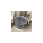 360 Degree Swivel Accent Chair, Modern Comfy Velvet Barrel Chair, Diamond Stitched Details, Plush Foam Cushions, Metal Swivel Base, for Living Room/Bedroom/Apartment/Office, Gray