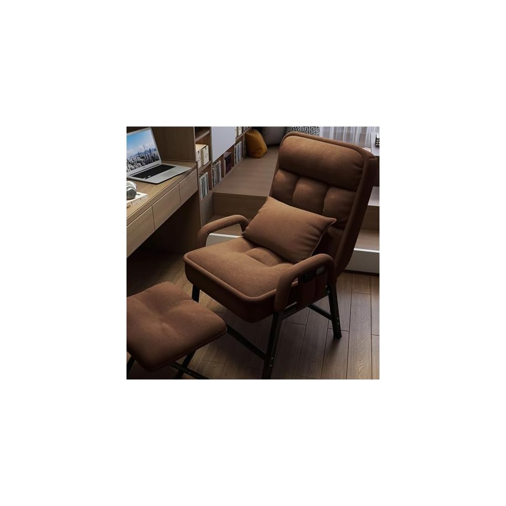Modern Adjustable Backrest Loun Chair with Metal e – Comfortable Armchair with Footrest and Side kets for Living Room and Bedroom