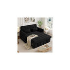Sleeper Sofa Bed,3-in-1 Convertible Pull Out Couch with Adjustable Backrest for Living Room,Loveseat Sofa Bed with Side Pockets,Easy Assembly,Black,1 PCS