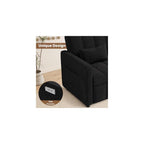 Sleeper Sofa Bed,3-in-1 Convertible Pull Out Couch with Adjustable Backrest for Living Room,Loveseat Sofa Bed with Side Pockets,Easy Assembly,Black,1 PCS