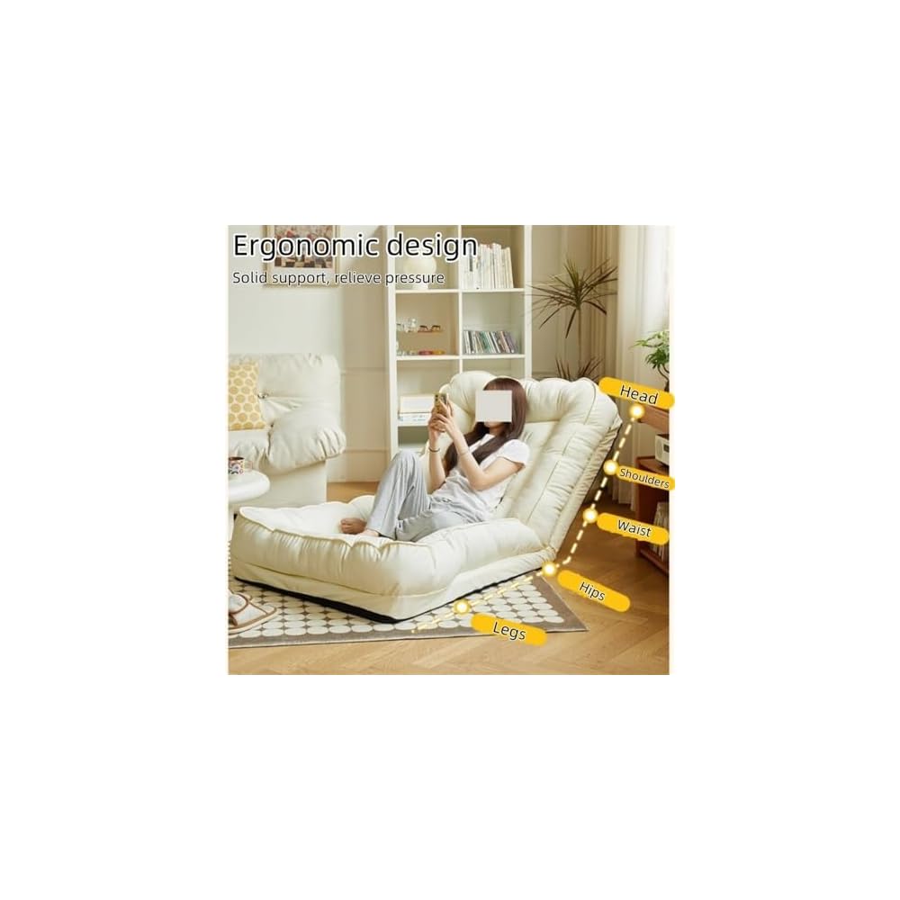 Folding Sofa Bed, Simple Lazy Chair with Multifunctional Cushion, Perfect for Bedroom, Balcony, Living Room, Leisure Room (Pink,23.6in)