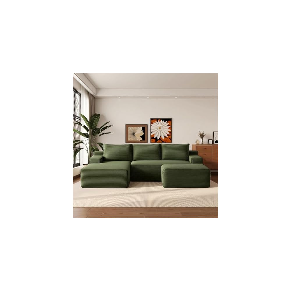 Boneless Couch Comfy Sectional Couches for Living Room,U Shaped Modular Cloud Couch Sofa, Minimalist Modular Sectional Sofa with Deep Seat