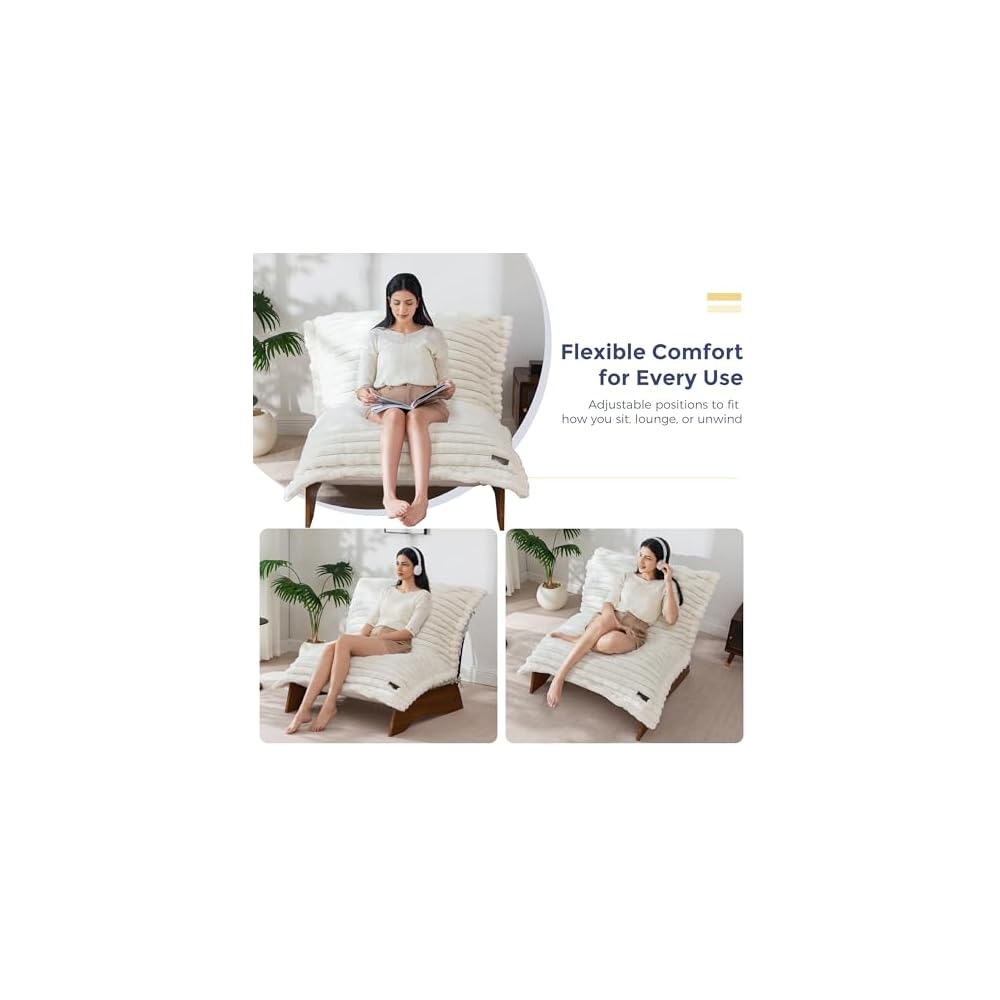 Adjustable Living Room Chair, 3-Position Bean Bag Chair with Frame