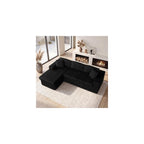 103" Boneless Couch, L Shaped Modular Sectional Sofa with Deep Seat, Cloud Foam Couch with Oversized Chaise Lounge, No Assembly Required Plush Corduroy Living Room Furniture, Black