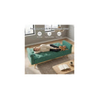 Modern 70" Velvet Sofa Bed Futon,Convertible Sleeper Couch with Adjustable Backrest, Split Back Loveseat with Golden Chrome Legs & 2 Pillows for Small Spaces,Living Room, Apartment (Green)